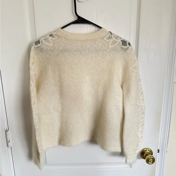 Sezane Cream Lace Detail Sweater - Picture 8 of 8